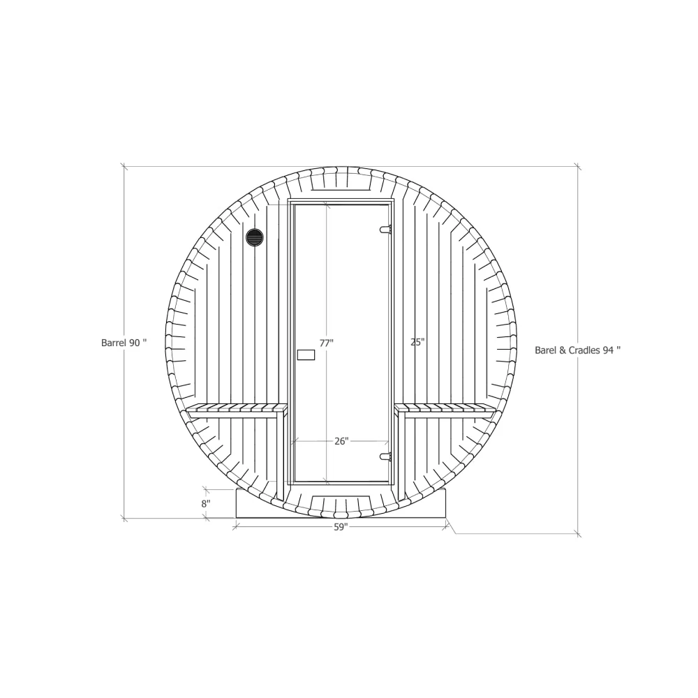 4 Person Barrel Sauna Kit with Porch - Thermory No. 60 & 61 - Image 10