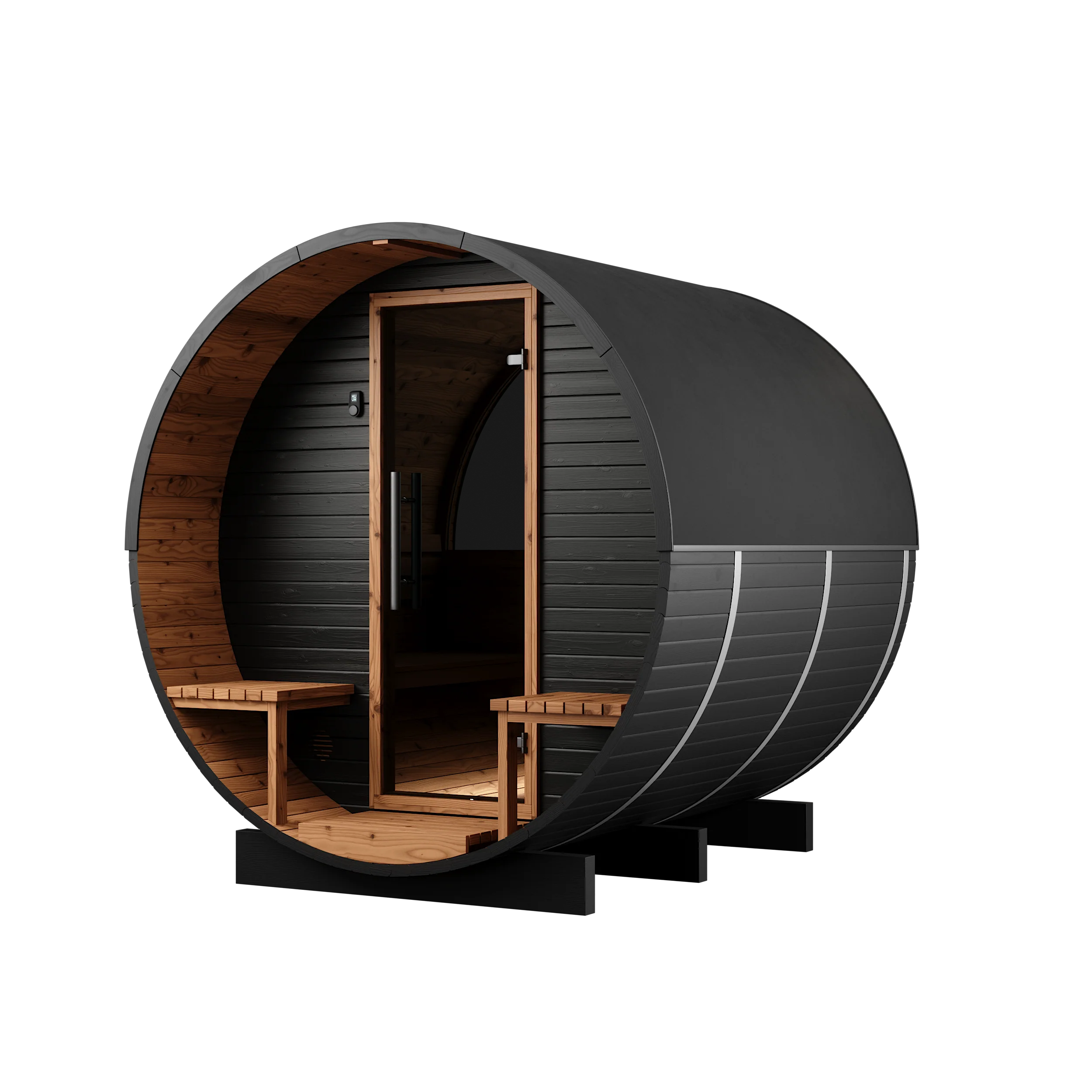 4 Person Barrel Sauna Kit with Porch - Thermory No. 60 & 61 - Image 14